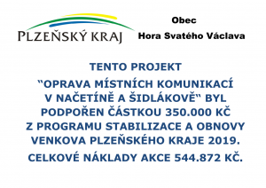 Oprava místních komunikací v Načetíně a Šidlákově
